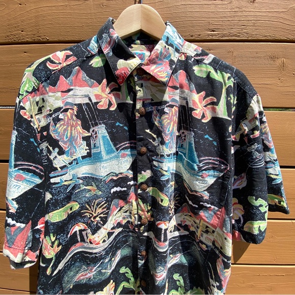 Vintage Hawaiian Linen blend button down Shirt Men US M - Picture 3 of 4